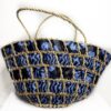 Panier Ecrin d'Afrique tressé en paille, décoration en tissus wax