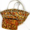 Panier Ecrin d'Afrique tressé en paille, décoration wax + pochette