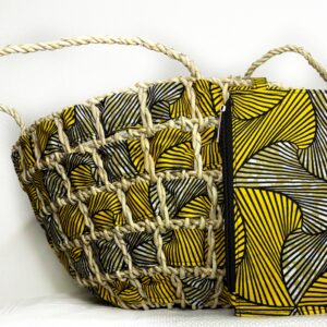 Panier Ecrin d'Afrique en paille tressée + pochette