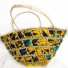 Panier Ecrin d'Afrique tressé en paille, décoration en tissus wax